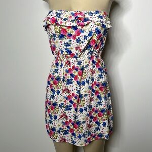 Rosette floral mini dress